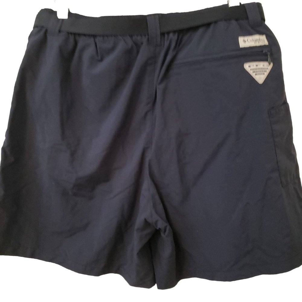Columbia Mens Shorts Belt Drawstring Navy Blue  Pre-Owned Size L PFG Omni-Shield - Picture 2 of 15